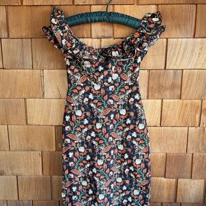 Elegant Floral Ruffle Midi Dress